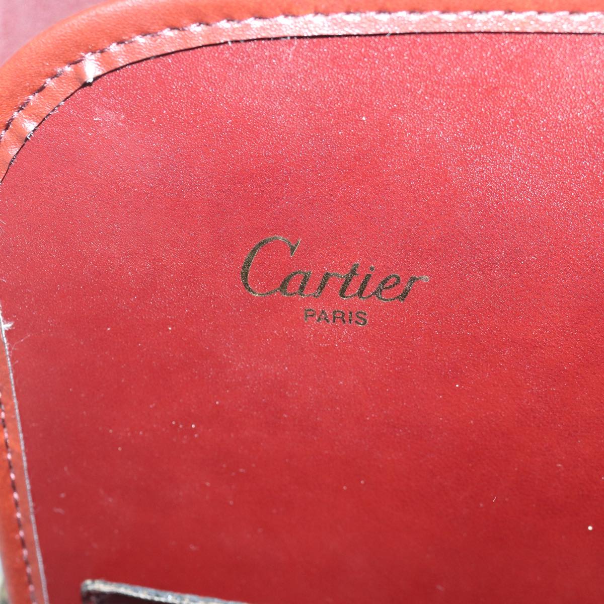 CARTIER Trunk Leather Bordeaux Gold Auth 85729