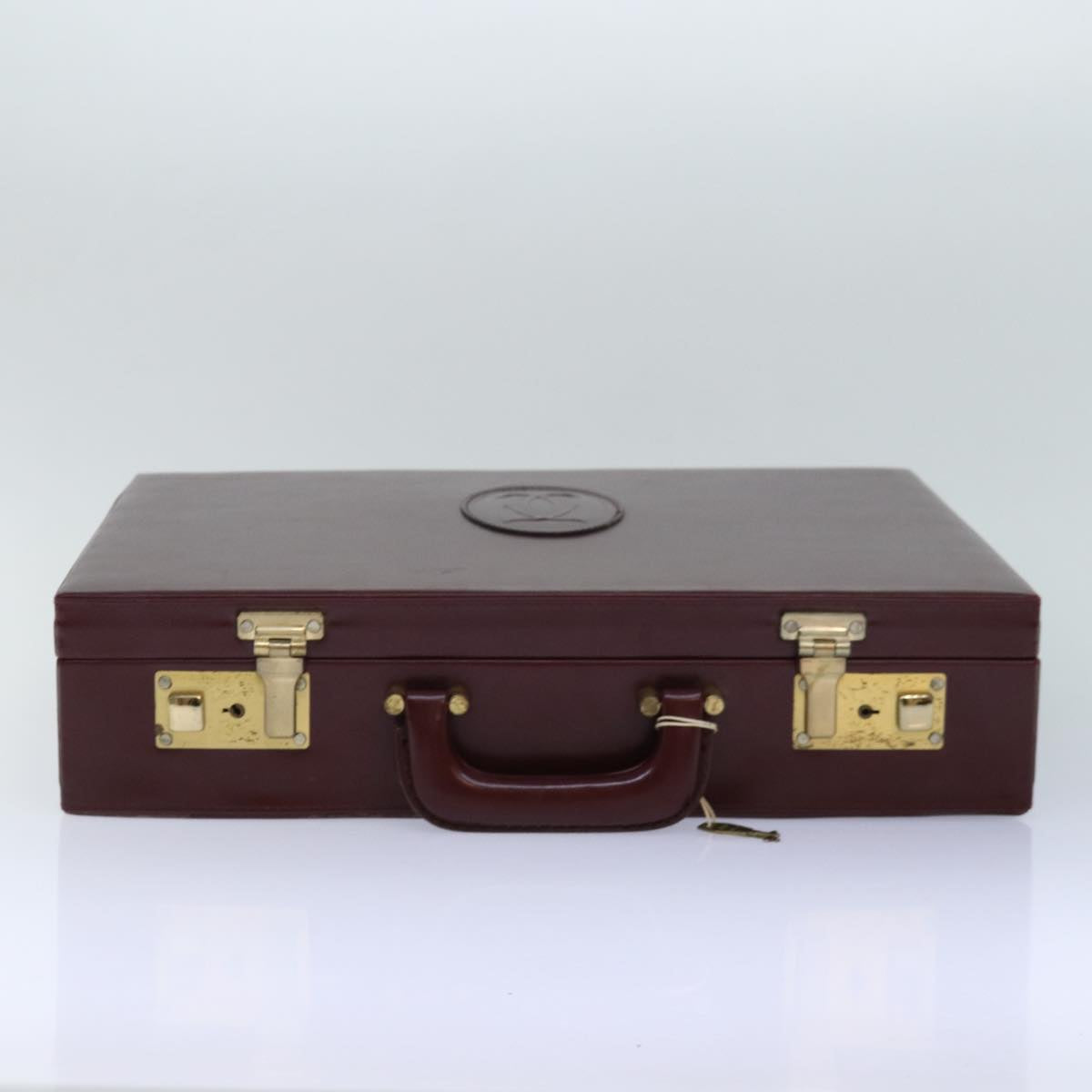 CARTIER Trunk Leather Bordeaux Gold Auth 85729