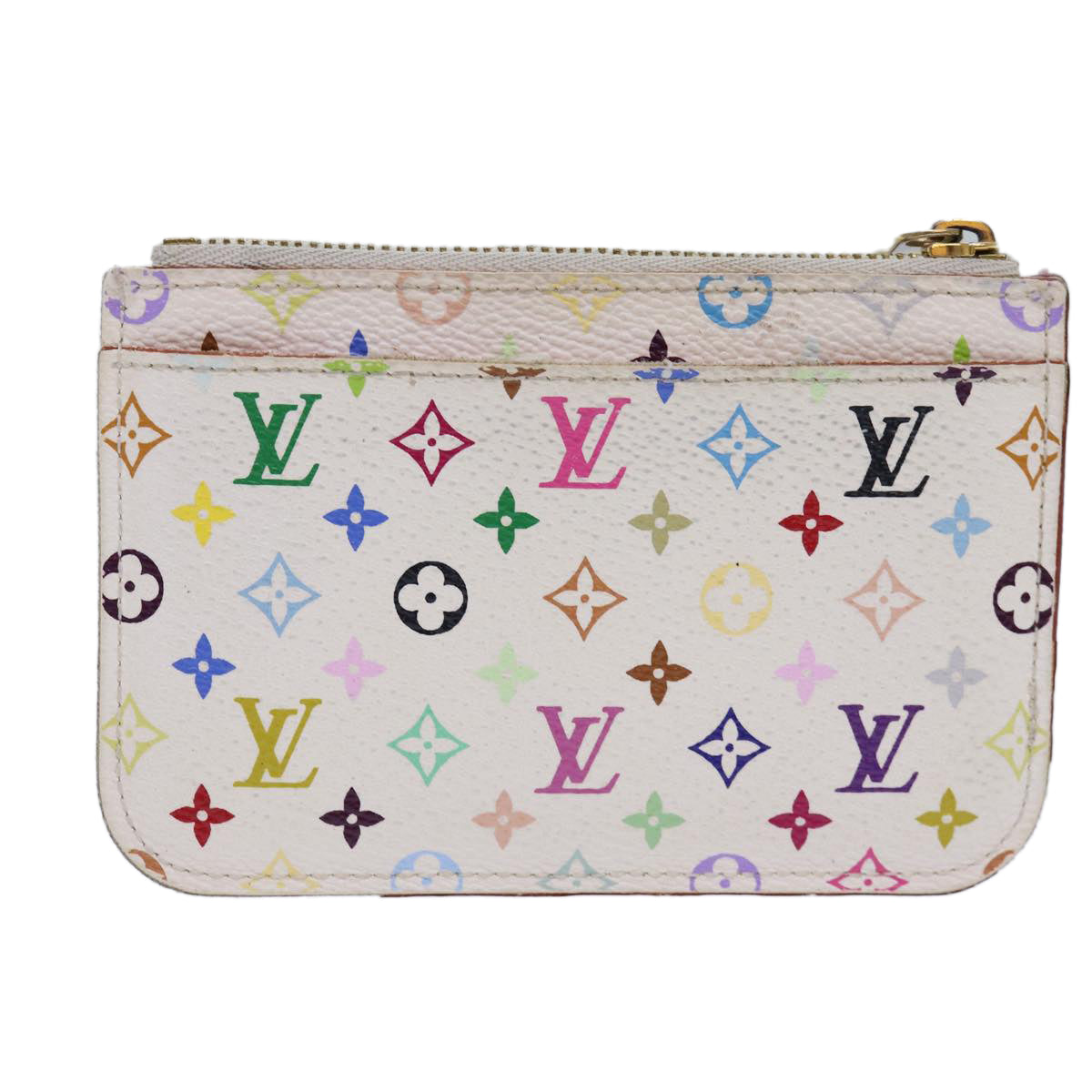 LOUIS VUITTON Multicolor Pochette Cles NM Coin Purse White M93734 LV Auth 85742 - 0