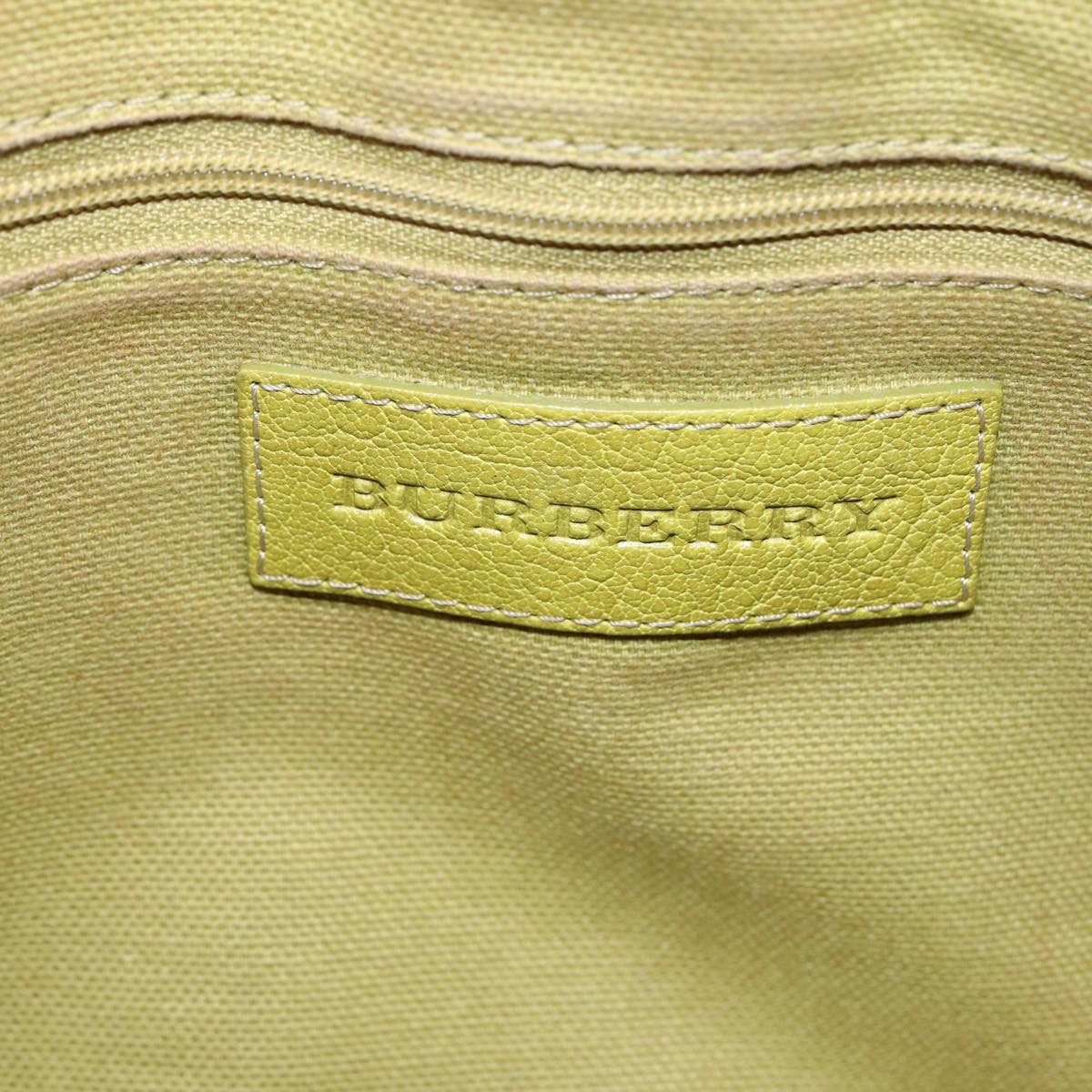 BURBERRY Nova Check Hand Bag PVC 2way Beige Gold Pistachio Yellow Auth 85745