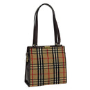 Burberrys Nova Check Shoulder Bag Wool Beige Gold Auth 85746-1