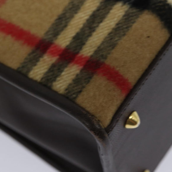 Burberry Nova Check Schultertasche Wolle Beige Gold Original 85746
