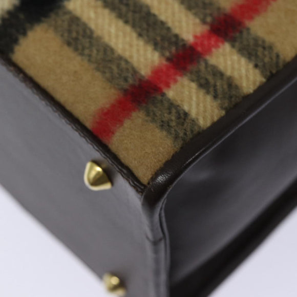 Burberry Nova Check Schultertasche Wolle Beige Gold Original 85746