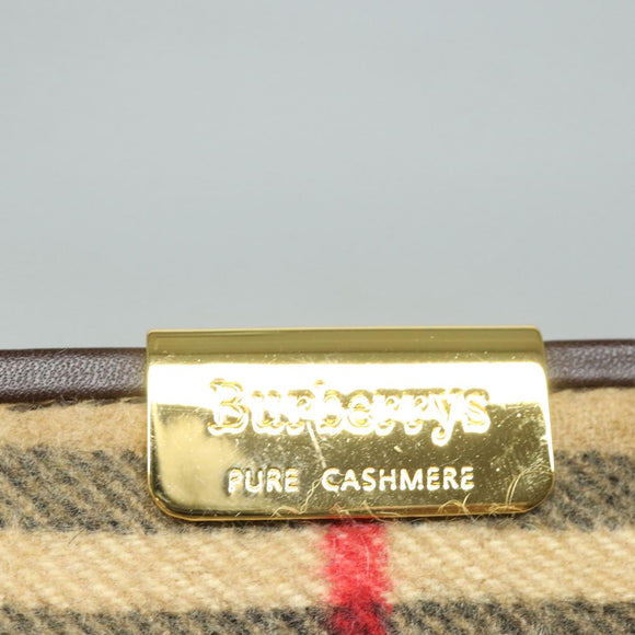 Burberrys Nova Check Shoulder Bag Wool Beige Gold Auth 85746
