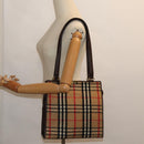 Burberrys Nova Check Shoulder Bag Wool Beige Gold Auth 85746-22