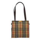 Burberrys Nova Check Shoulder Bag Wool Beige Gold Auth 85746-13
