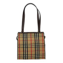 Burberrys Nova Check Shoulder Bag Wool Beige Gold Auth 85746-2
