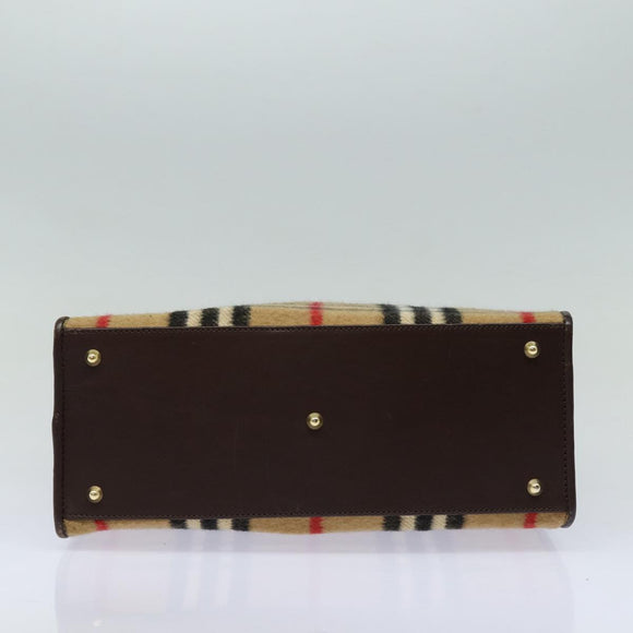 Burberrys Nova Check Shoulder Bag Wool Beige Gold Auth 85746