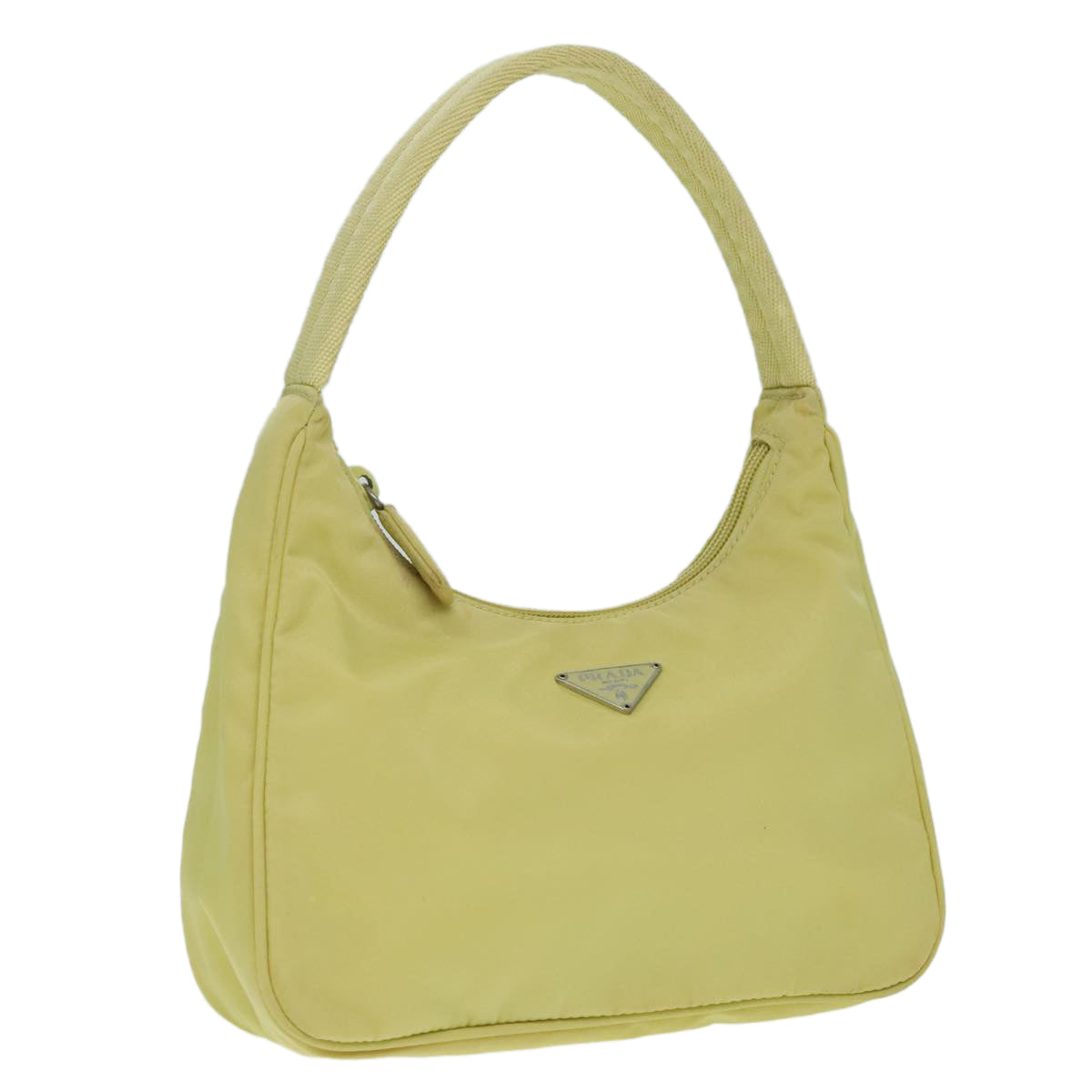 PRADA Hand Bag Nylon Yellow Silver Auth 85763