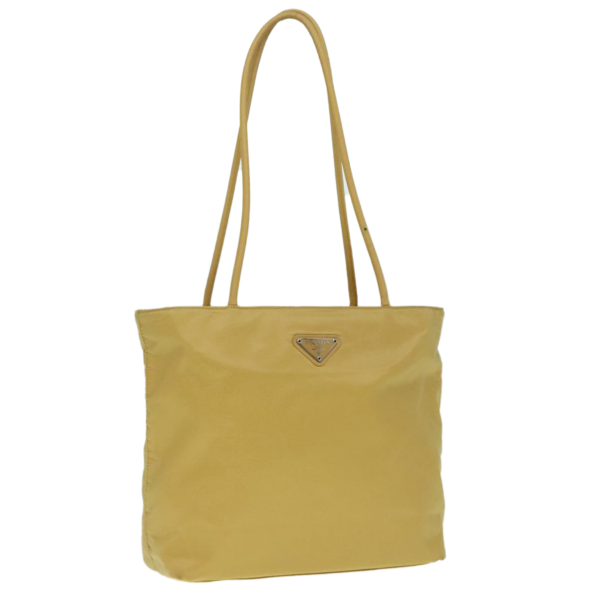 PRADA Tote Bag Nylon Yellow Silver Auth 85764