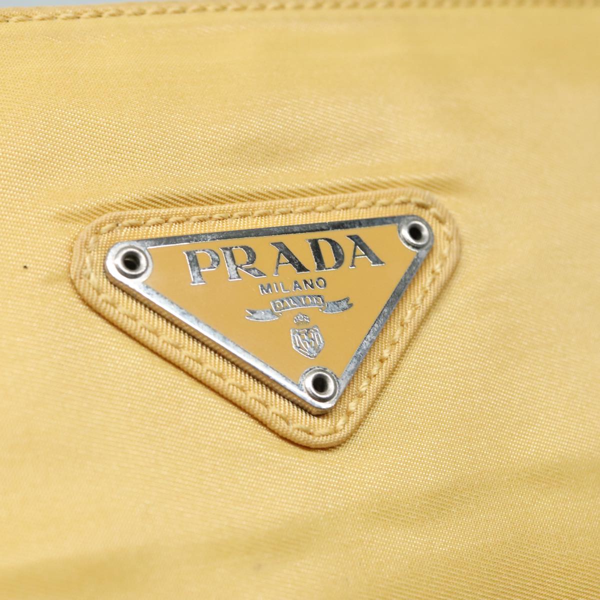 PRADA Tote Bag Nylon Yellow Silver Auth 85764