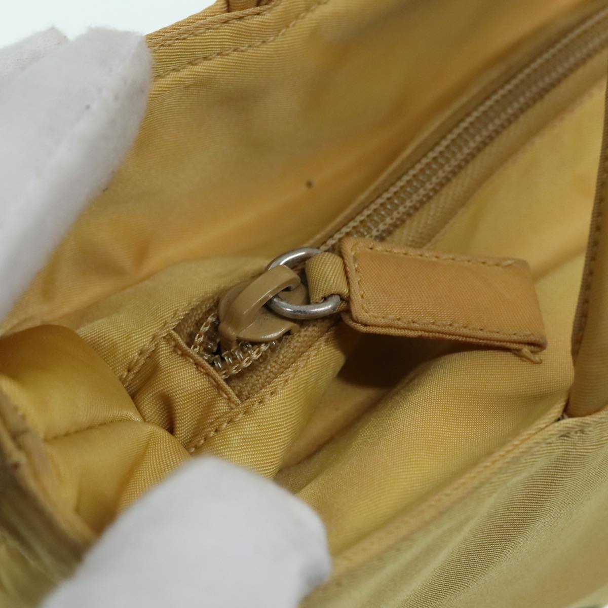 PRADA Tote Bag Nylon Yellow Silver Auth 85764