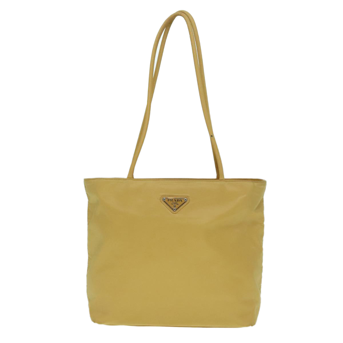 PRADA Tote Bag Nylon Yellow Silver Auth 85764