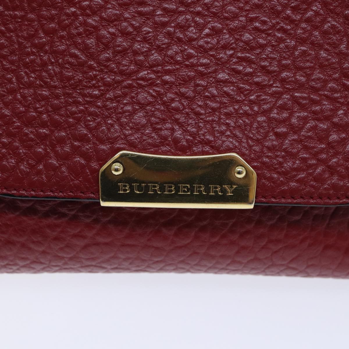 BURBERRY Shoulder Bag Leather Red Gold Auth 85765