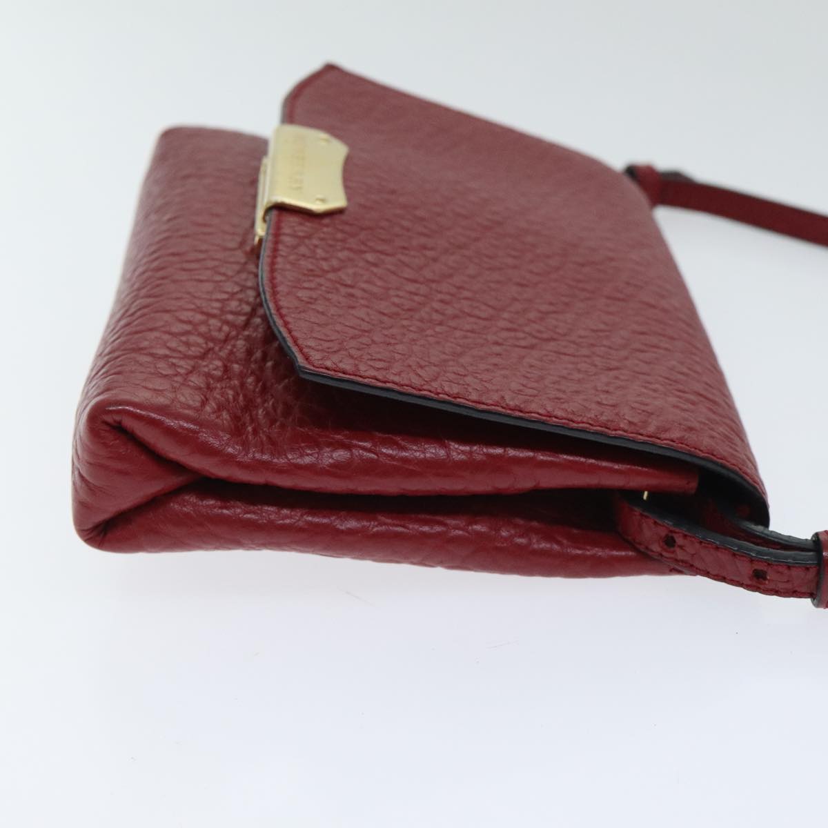 BURBERRY Shoulder Bag Leather Red Gold Auth 85765