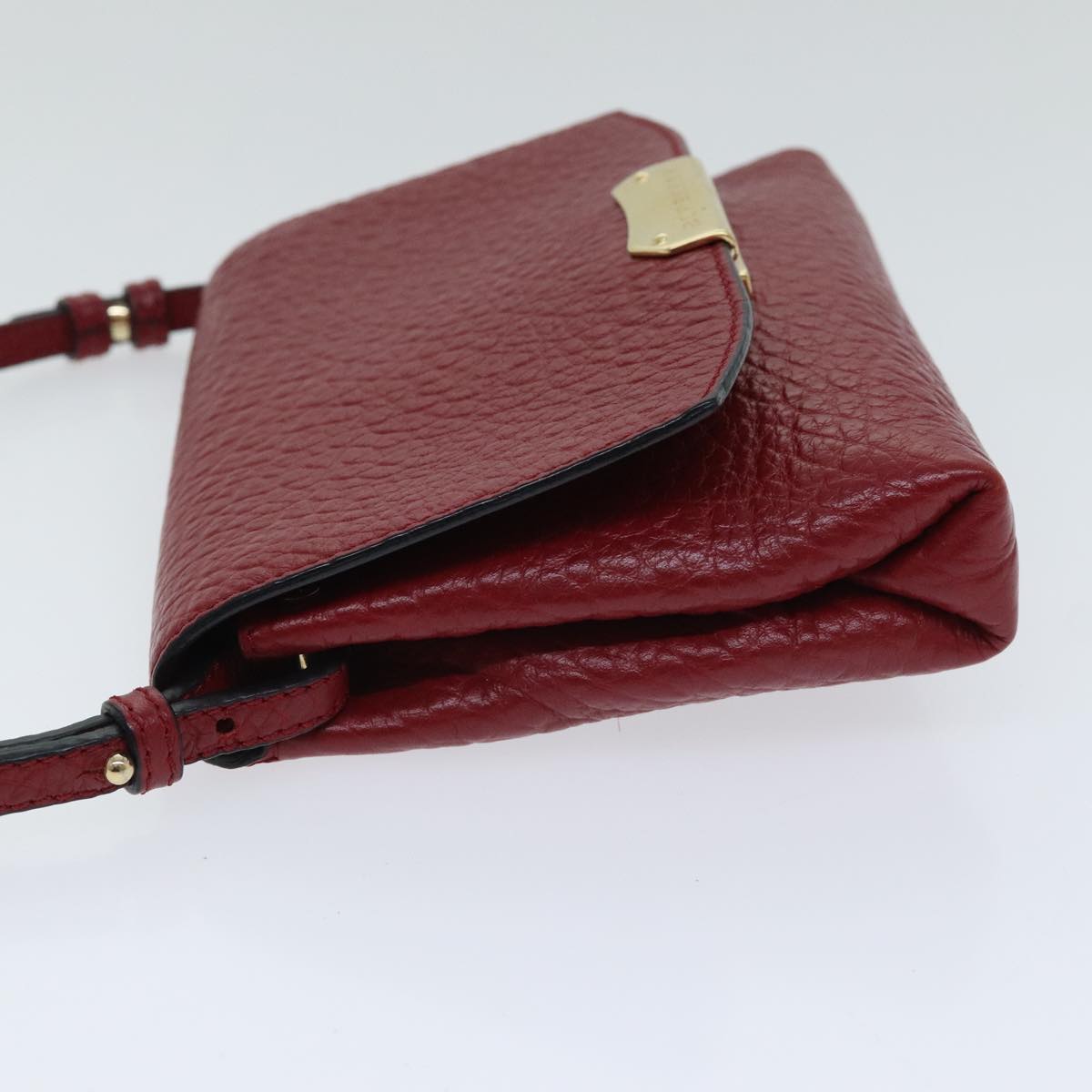 BURBERRY Shoulder Bag Leather Red Gold Auth 85765