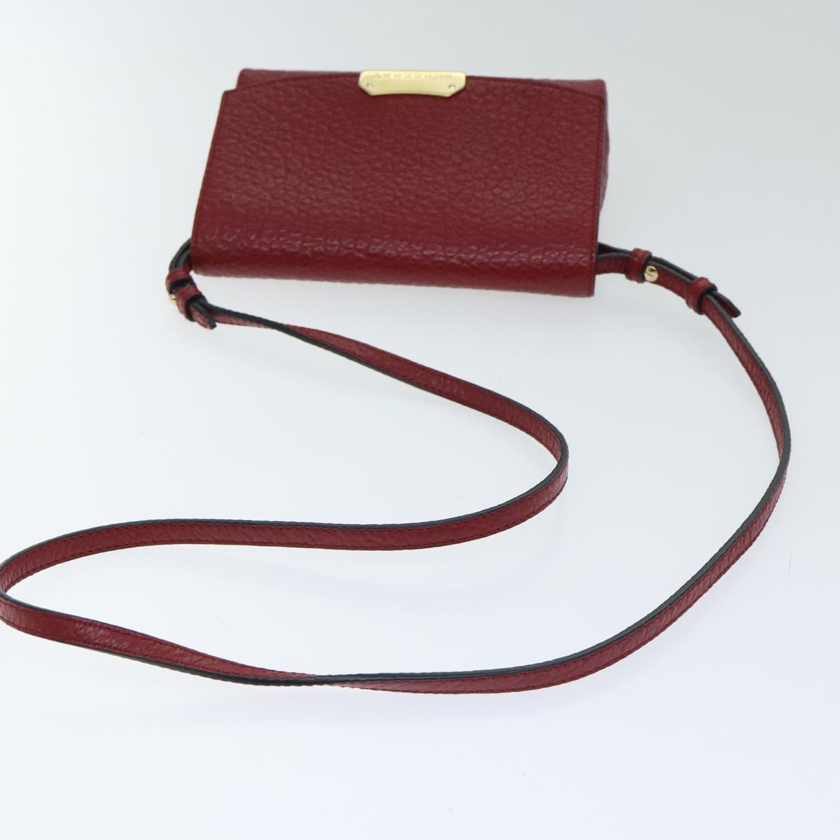 BURBERRY Shoulder Bag Leather Red Gold Auth 85765