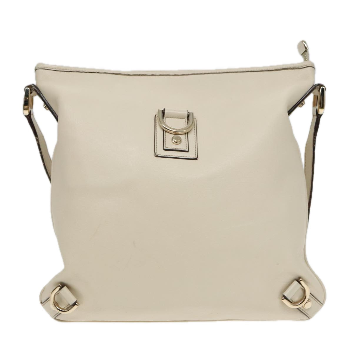 GUCCI Shoulder Bag Leather White Gold 131326 Auth 85767