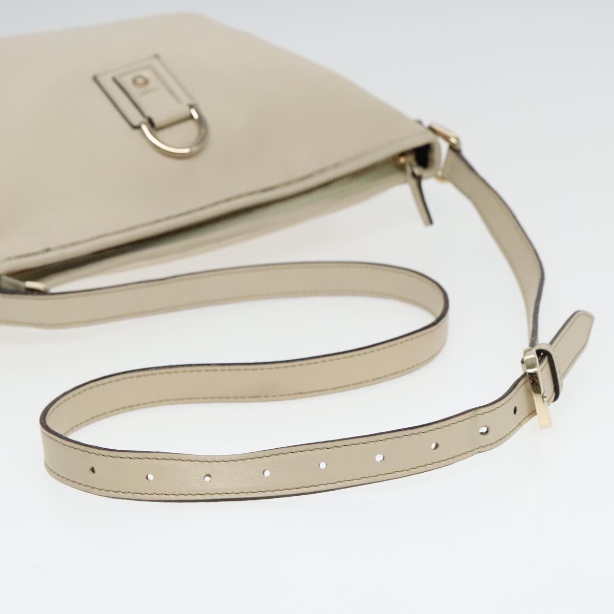 GUCCI Shoulder Bag Leather White Gold 131326 Auth 85767