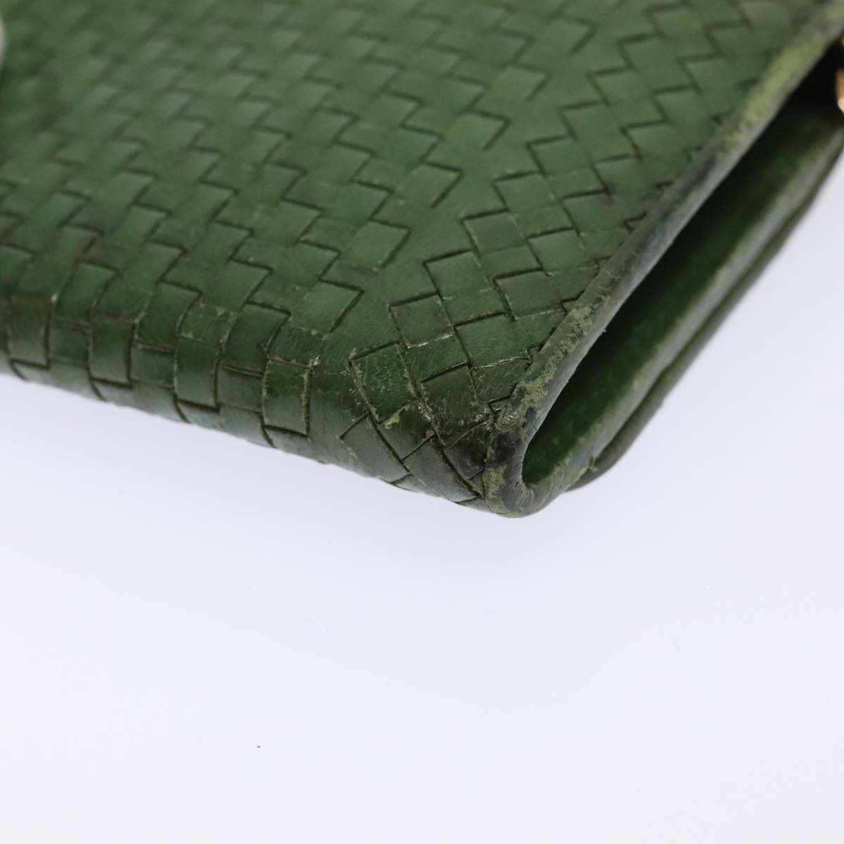 PRADA Wallet Leather Green Gold Auth 85772