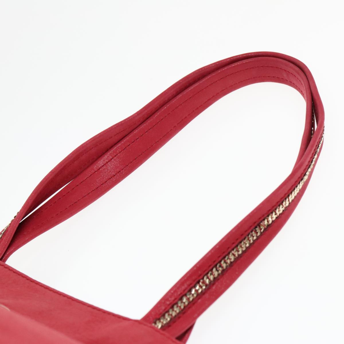 FENDI Tote Bag Leather Gold Red Auth 85774