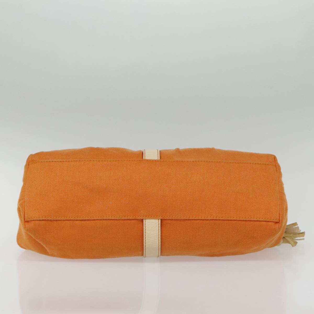 CELINE Hand Bag Canvas Orange Gold Auth 85784