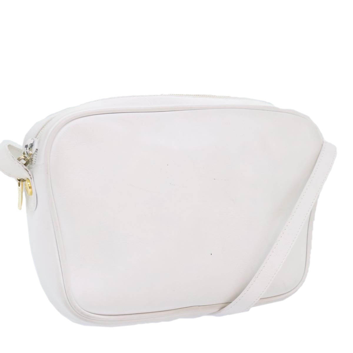 Salvatore Ferragamo Shoulder Bag Leather Gold White Auth 85785