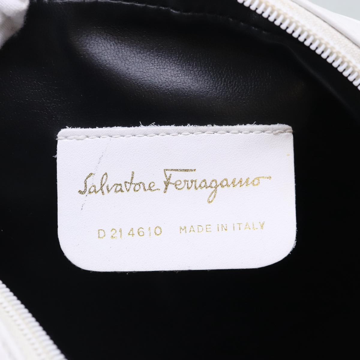 Salvatore Ferragamo Shoulder Bag Leather Gold White Auth 85785