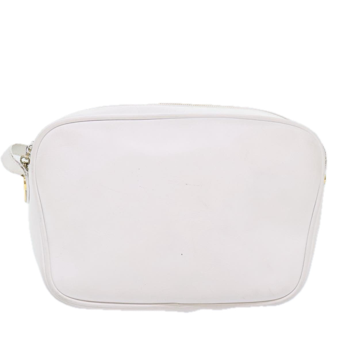 Salvatore Ferragamo Shoulder Bag Leather Gold White Auth 85785