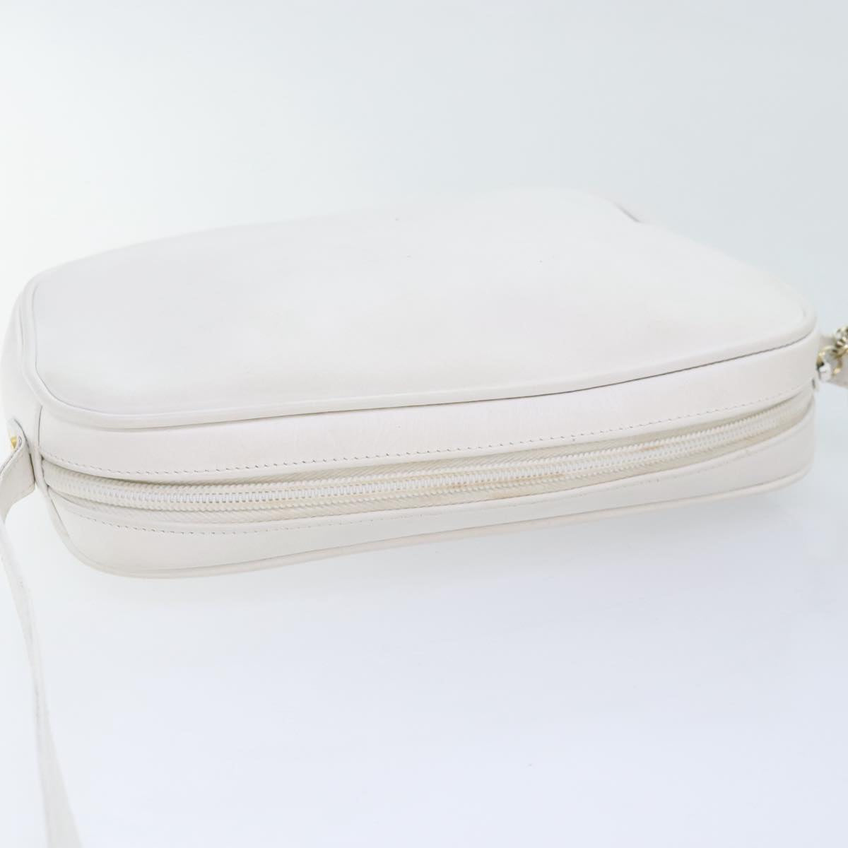 Salvatore Ferragamo Shoulder Bag Leather Gold White Auth 85785