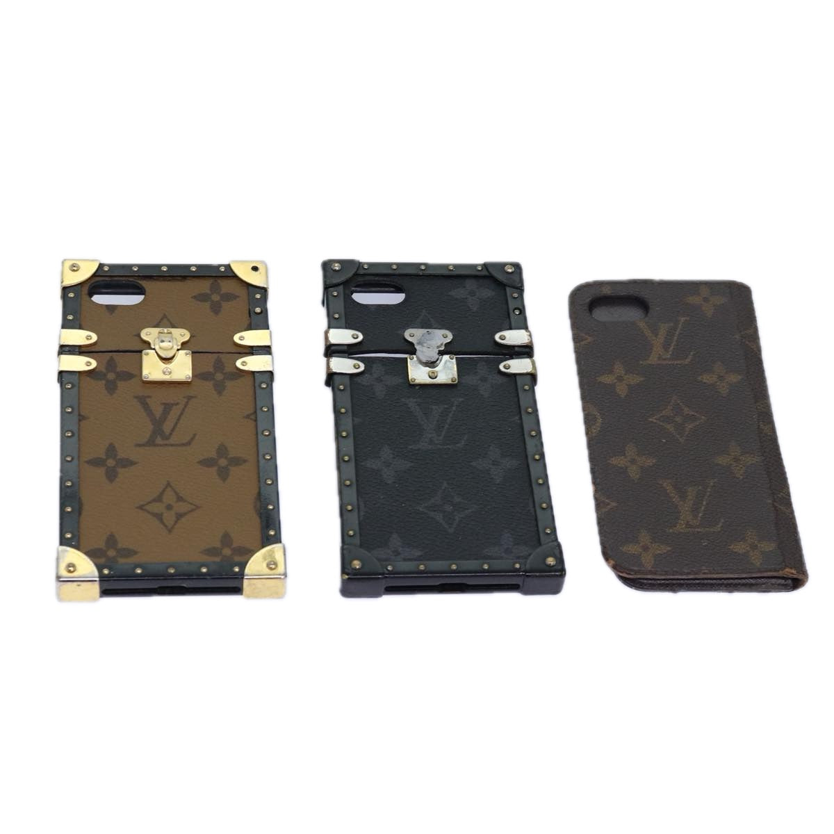 LOUIS VUITTON Monogram Monogram Reverse Cell Phone Case 3Set LV Auth 85810