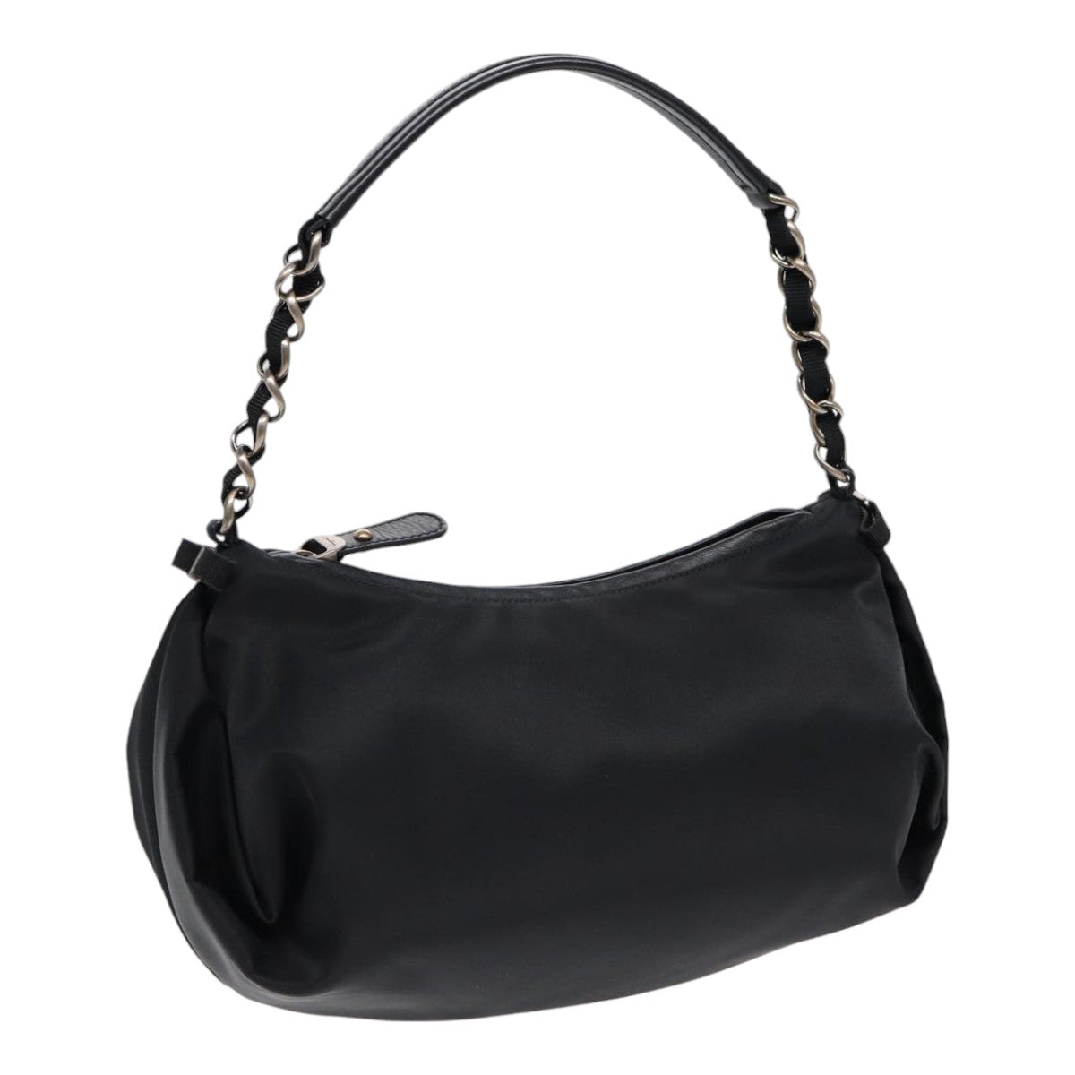 Salvatore Ferragamo Shoulder Bag Nylon Black Silver Auth 85830