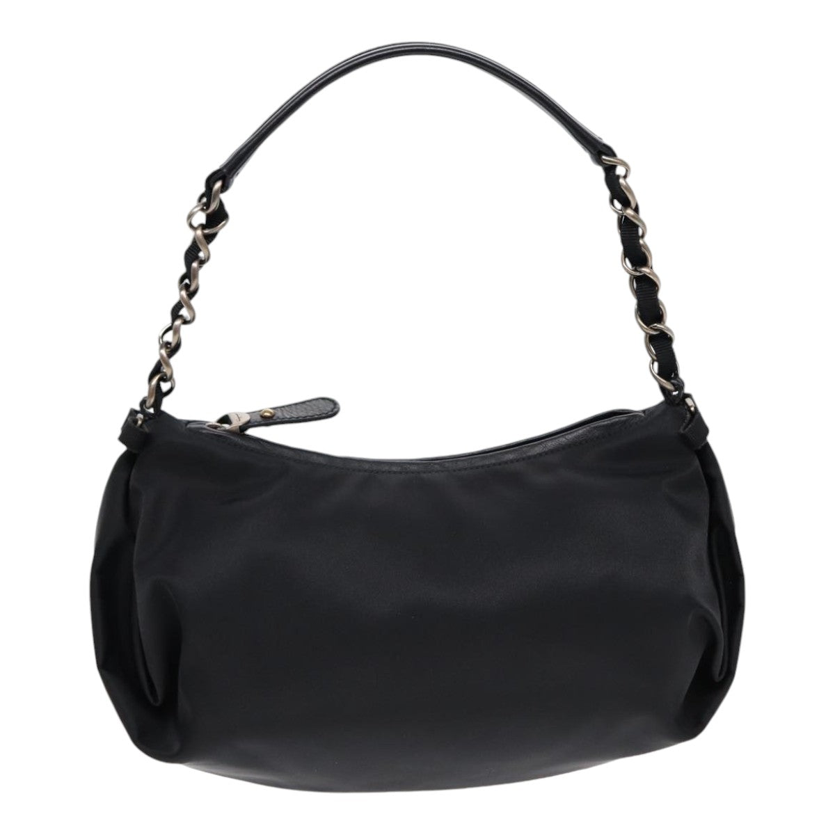 Salvatore Ferragamo Shoulder Bag Nylon Black Silver Auth 85830