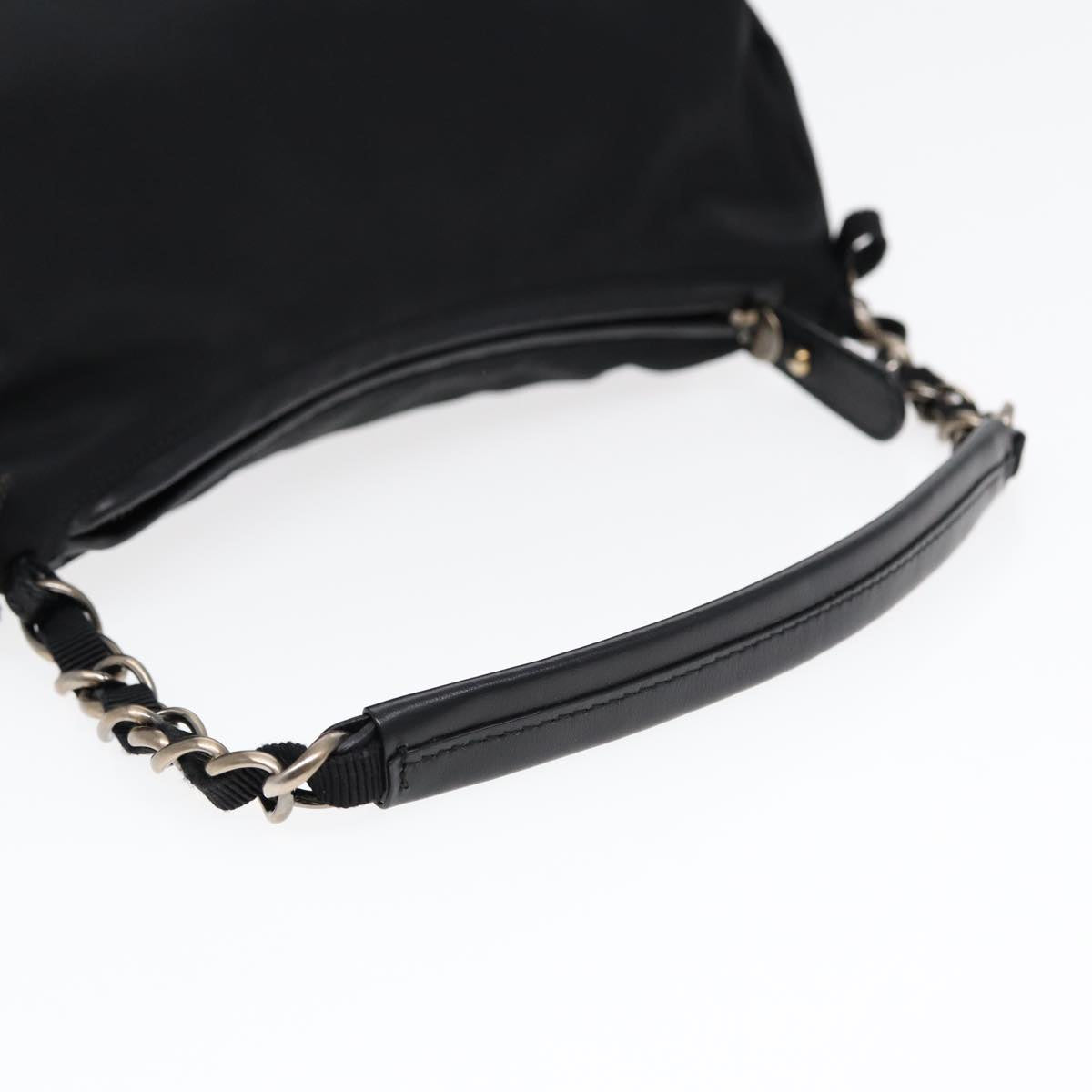 Salvatore Ferragamo Shoulder Bag Nylon Black Silver Auth 85830