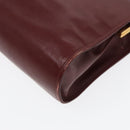 CARTIER Shoulder Bag Leather Red Gold Auth 85833-9