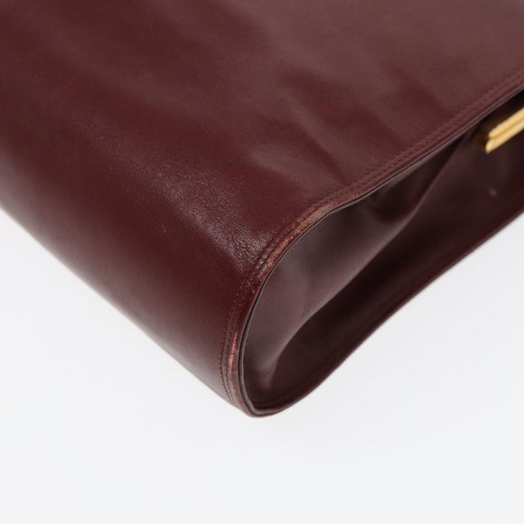 CARTIER Shoulder Bag Leather Red Gold Auth 85833