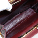 CARTIER Shoulder Bag Leather Red Gold Auth 85833-10