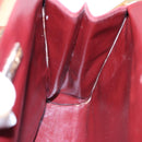 CARTIER Shoulder Bag Leather Red Gold Auth 85833-18