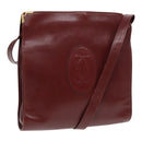 CARTIER Shoulder Bag Leather Red Gold Auth 85833-1