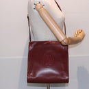 CARTIER Shoulder Bag Leather Red Gold Auth 85833-21