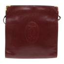 CARTIER Shoulder Bag Leather Red Gold Auth 85833-13