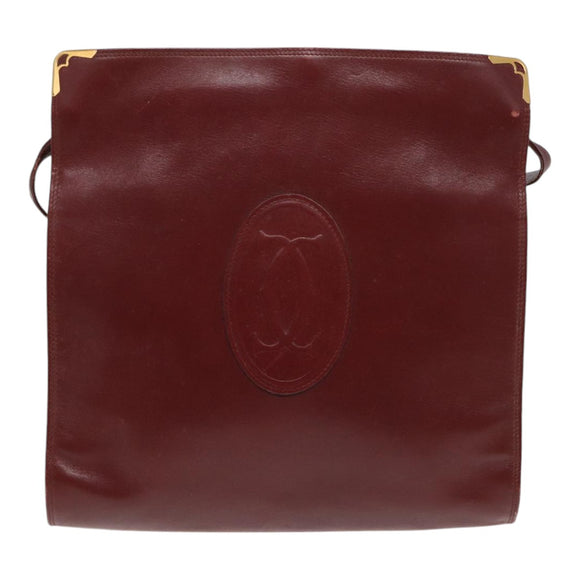 CARTIER Schoudertas Leer Rood Goud Authentiek 85833