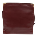 CARTIER Shoulder Bag Leather Red Gold Auth 85833-2