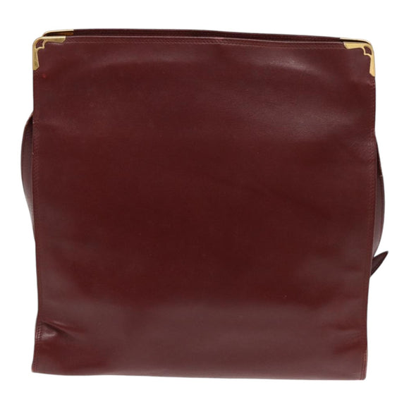 CARTIER Schoudertas Leer Rood Goud Authentiek 85833