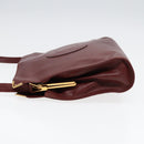 CARTIER Shoulder Bag Leather Red Gold Auth 85833-3