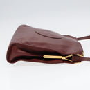 CARTIER Shoulder Bag Leather Red Gold Auth 85833-4