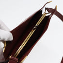 CARTIER Shoulder Bag Leather Red Gold Auth 85833-6