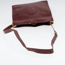 CARTIER Shoulder Bag Leather Red Gold Auth 85833-7