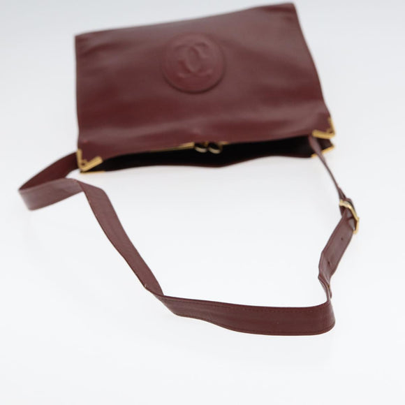 CARTIER Schoudertas Leer Rood Goud Authentiek 85833