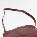CARTIER Shoulder Bag Leather Red Gold Auth 85833-8